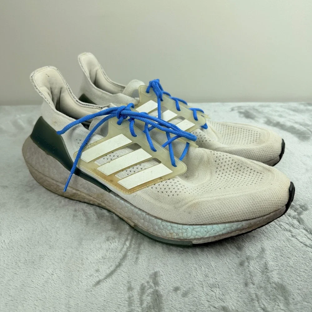 Adidas Ultraboost 21 Mens Running Shoes White Blue FY0383 Size 11.5‎